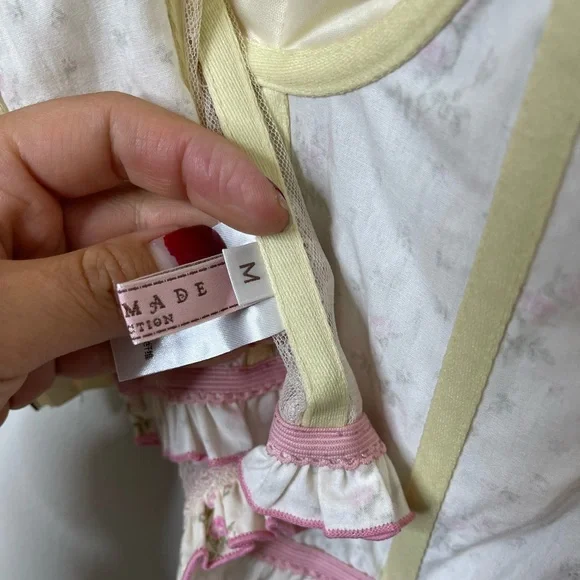 The Lace Collection Y2K Pink Floral Cottagecore Lace Corset M Camisoles Babydoll - Picture 6 of 9